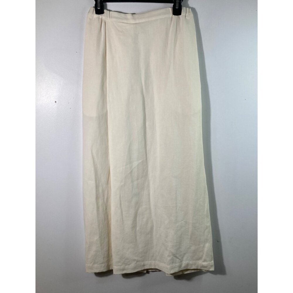 Womens Shirin Guild Linen Midi Maxi Skirt Cream S Linen Heavy Weight Stretch Wai